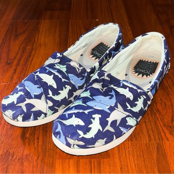Toms Alpargata Blue Depths Shark Waters Women’s Shoes Size 6 - Picture 2 of 10